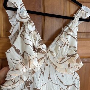 Fortunate One Cream and Brown Maxi Dress